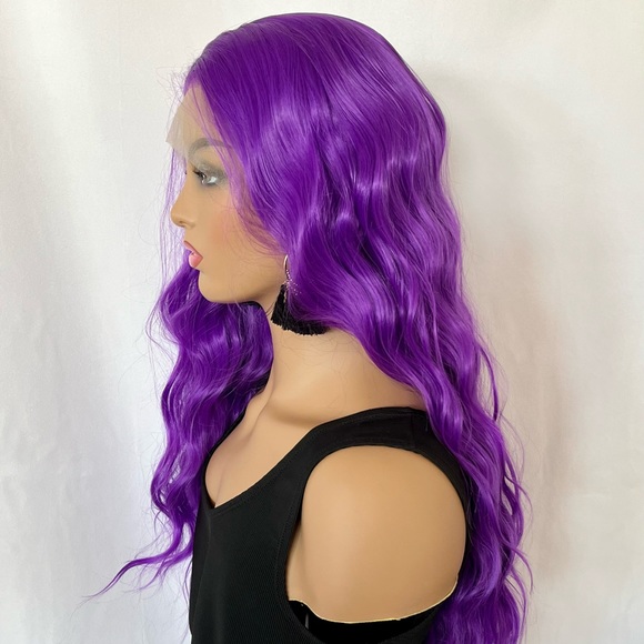 Event Ready 24” Purple Passion Color 13x2.5 Premium Fiber Lace Front Wig - Picture 7 of 13